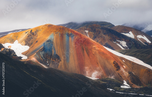 Sulfur Mineral Mountain in Landmannalaugar Iceland