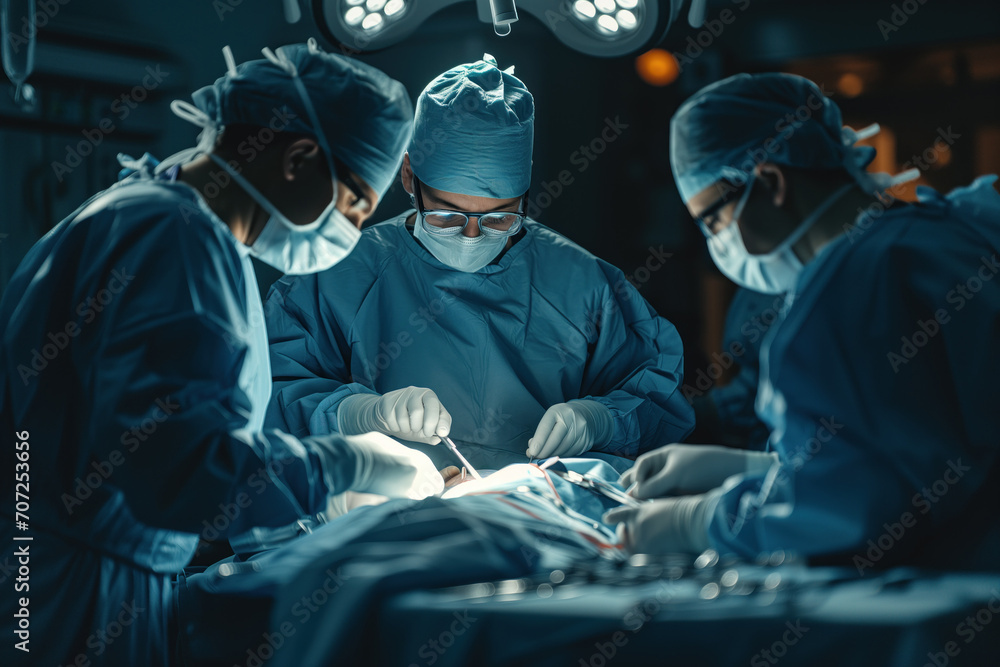 Surgical team performing operation