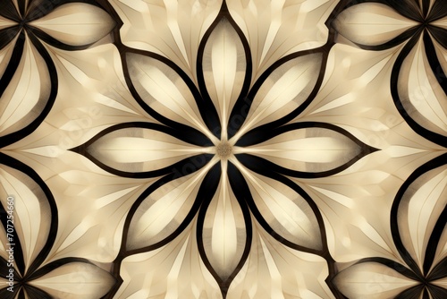 Symmetric beige and black circle background pattern 