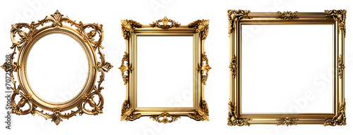 antique gold picture frame set isolated photo