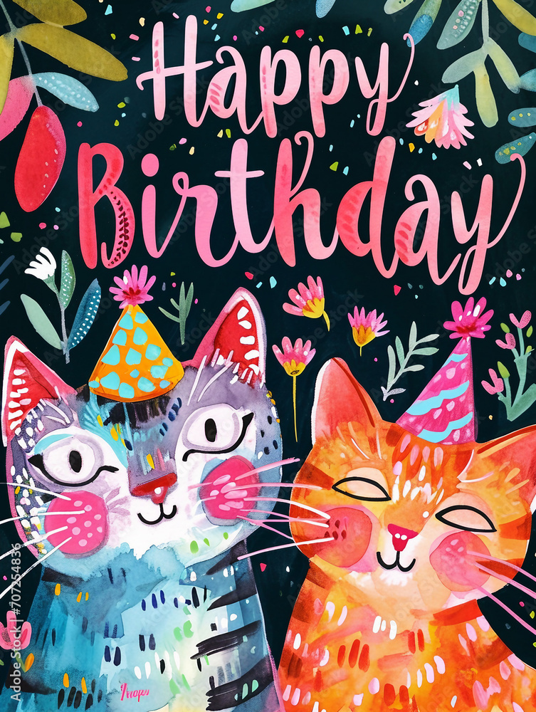 Happy Birthday cat Birthday Card