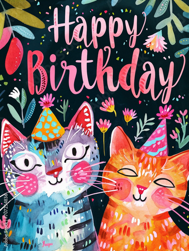 Happy Birthday cat Birthday Card