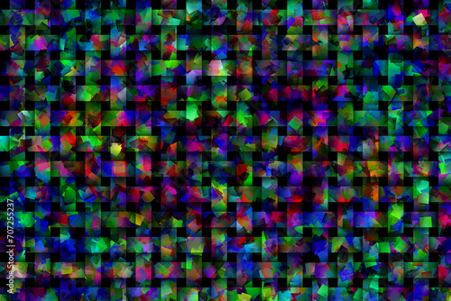 Kolorowa tkana tekstura, splecenie, krata na czarnym tle. Abstrakcyjna geometryczna mozaika photo