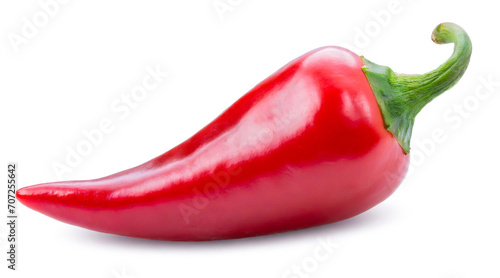 Red chili pepper isolated on white background close-up.