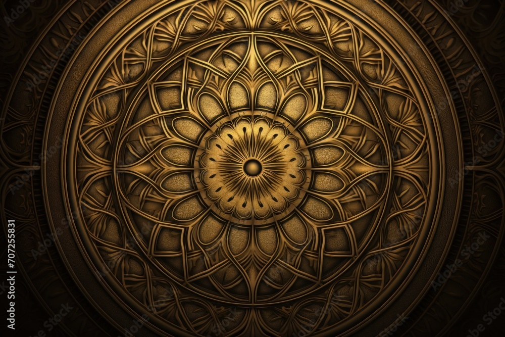 Symmetric bronze circle background pattern 