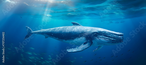 Humpback whale in blue ocean. Wildlife scene from underwater world. ocean world day