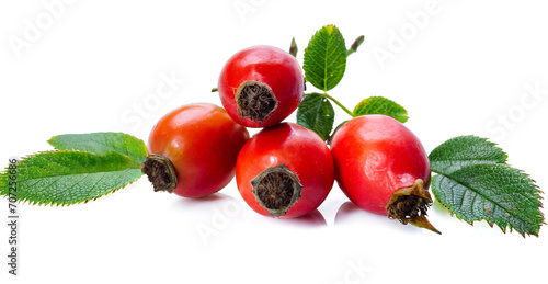 Rosehip berries isolated on white background.