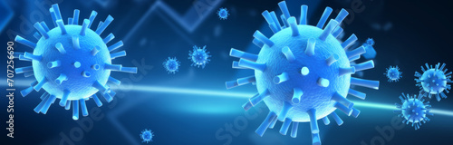 Human endemic viruses on a blue background. photo