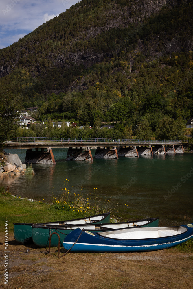 Travel and camping on campsite with a caravan in the nature Travel and camping on campsite with a caravan in the nature
