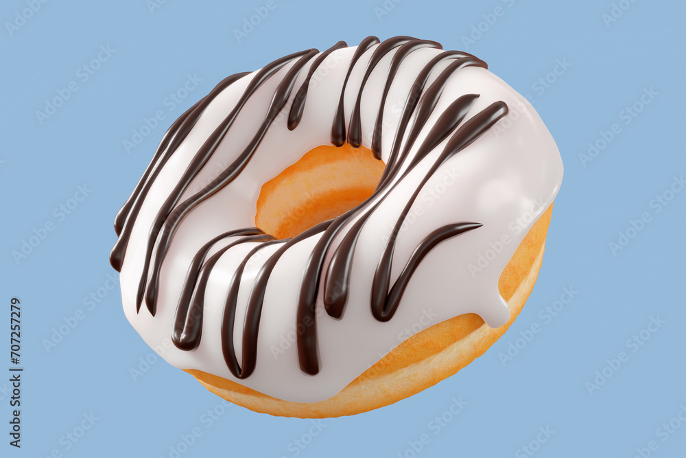 Chocolate glazed donut with sprinkles on a grey background Chocolate glazed donut with sprinkles on a grey background