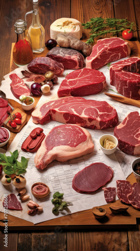 Assorted Meats Displayed on Cutting Board for Culinary Delight and Inspiration