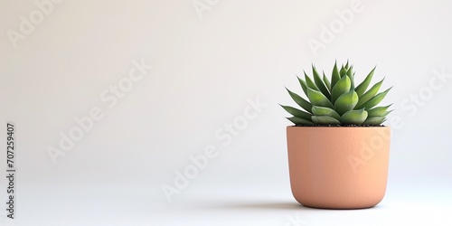 Small indoor succulent plant in white pot isolated on a white background, copy space for text.
