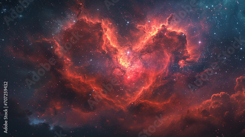 heart shaped cloud, valentines day background with space, the night sky view, nebula on the night sky, background with space for text
