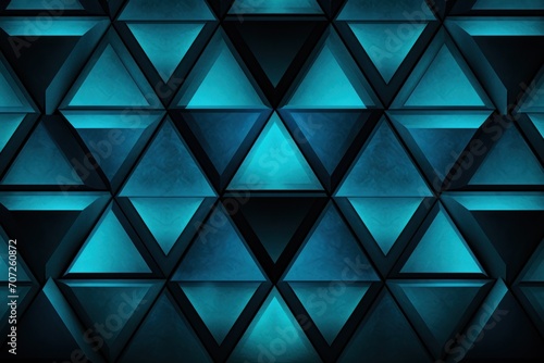 Symmetric cyan and black triangle background pattern
