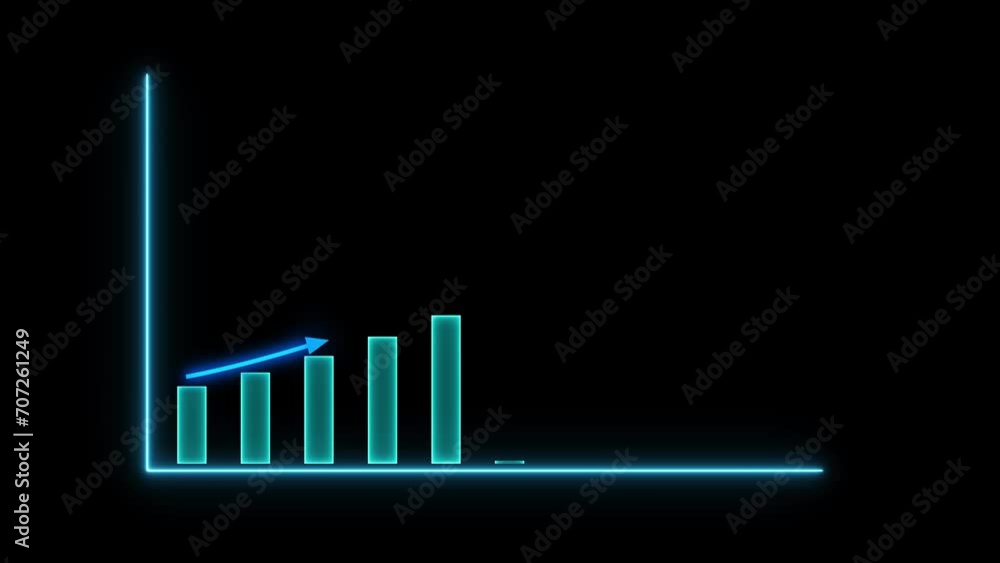 Abstract increasing neon business graph chart animation background Abstract increasing neon business graph chart animation background