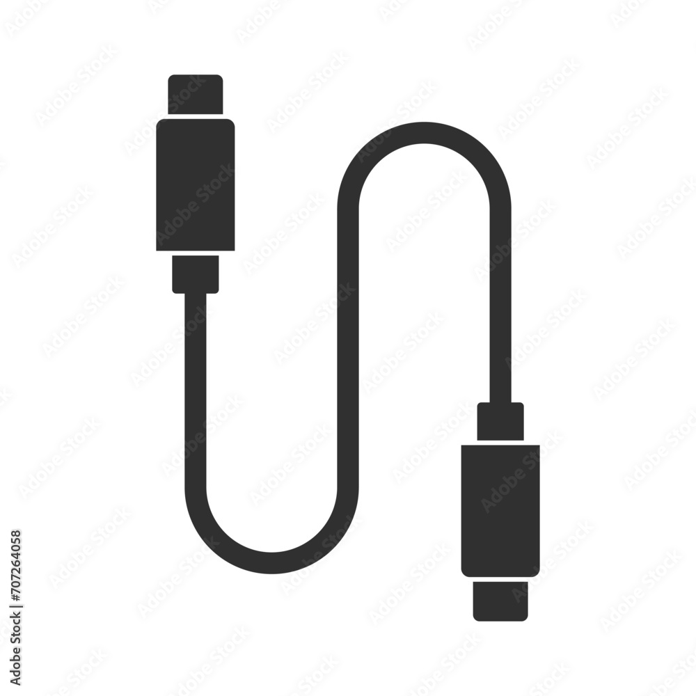 USB Data Charging Cable Glyph Icon Vector USB Data Charging Cable Glyph Icon Vector
