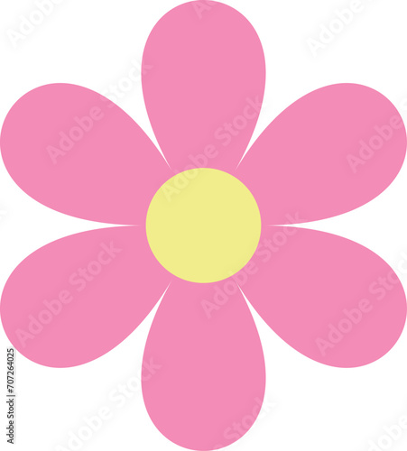 Pink flower icon isolated on white background for decoration . Vector illustration