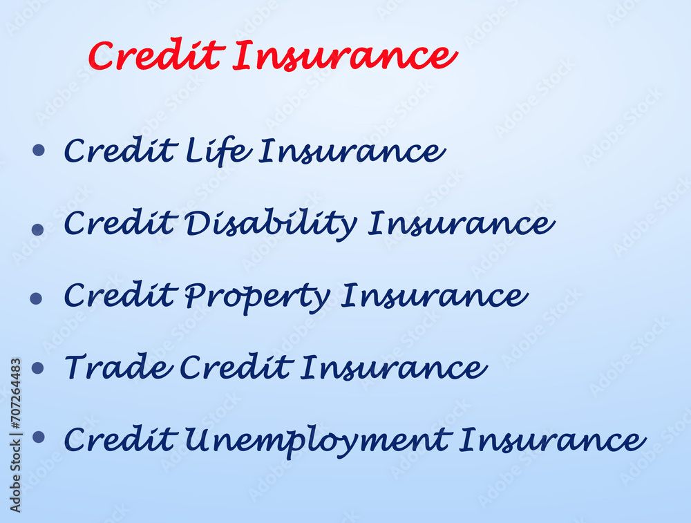 Obraz premium Five Types of Credit Insurance