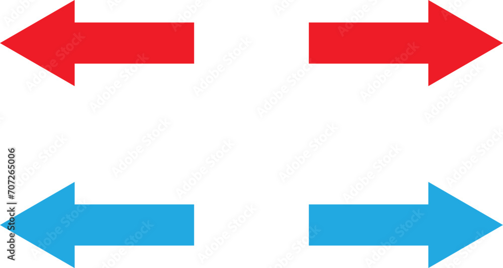 Red and blue arrow right left icon set isolated on white background . Vector Red and blue arrow right left icon set isolated on white background . Vector