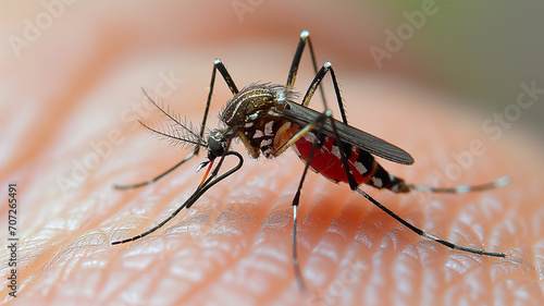 macro photo Mosquito, carrier of dengue fever, Zika virus