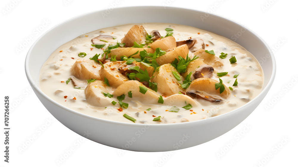 Clam Chowder, PNG, Transparent, No background, Clipart, Graphic, Illustration, Design, Food, Culinary, Gourmet, Chowder, Clams, Potatoes, Cream