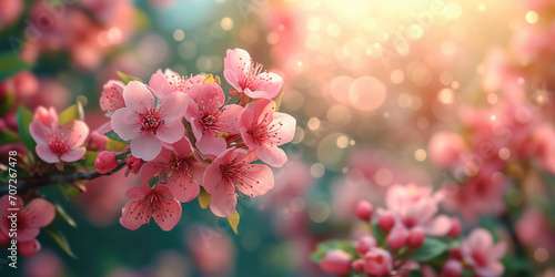 spring with cherry blossoms and copyspace