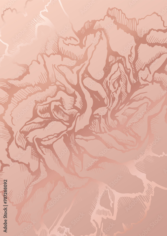 Floral pattern in pink gold. Background for banner, postcard, and poster. Hand-drawn, not AI Floral pattern in pink gold. Background for banner, postcard, and poster. Hand-drawn, not AI