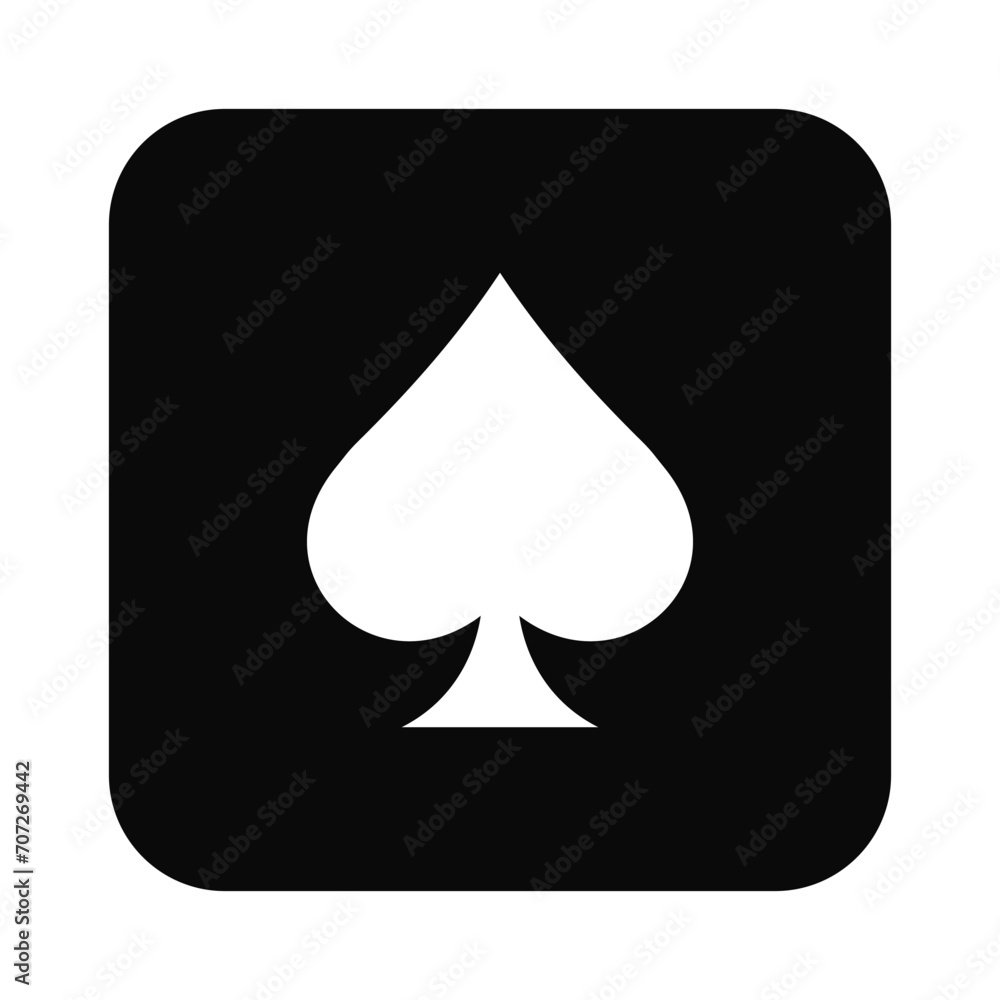 White Spades Suit On Black Element Symbol Vector Icon White Spades Suit On Black Element Symbol Vector Icon