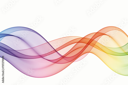 Transparent wavy lines in rainbow colors, abstract color wave design.