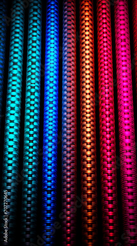 Multicolored fashionable background. Neon samples of artificial fabrics.