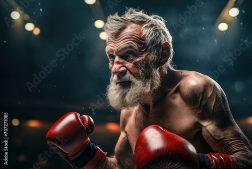 Determined Old man boxer. Person elderly. Generate Ai