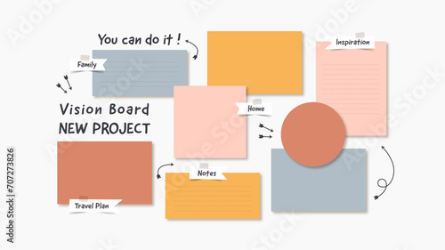 Vector photo collage template moodboard pictures grids vector illustration, vision board	