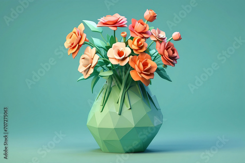 3d render of flowers in a vase