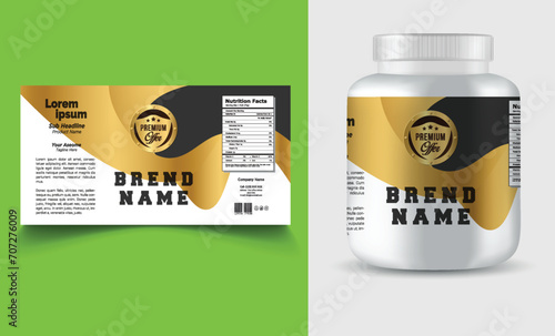 Multi vitamin label sticker design and natural calcium food supplement banner packaging photo