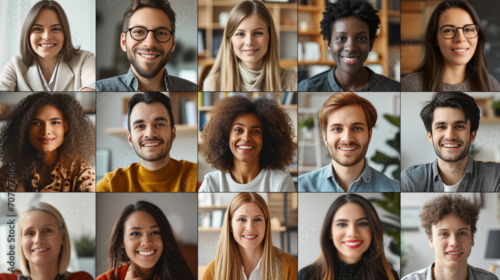 A team of people on an online conference call. Zoom business Meeting concept A team of people on an online conference call. Zoom business Meeting concept