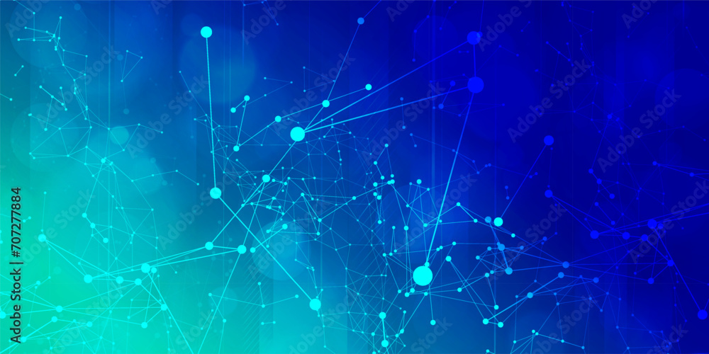 Digital technology banner blue green background concept, cyber technology light effect, abstract tech, innovation future data, internet network, Ai big data, lines dots connection, illustration vector