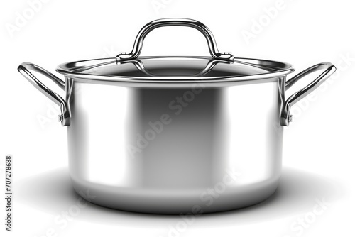 Stainless steel pot with a convenient handle, perfect for cooking and kitchenware designs