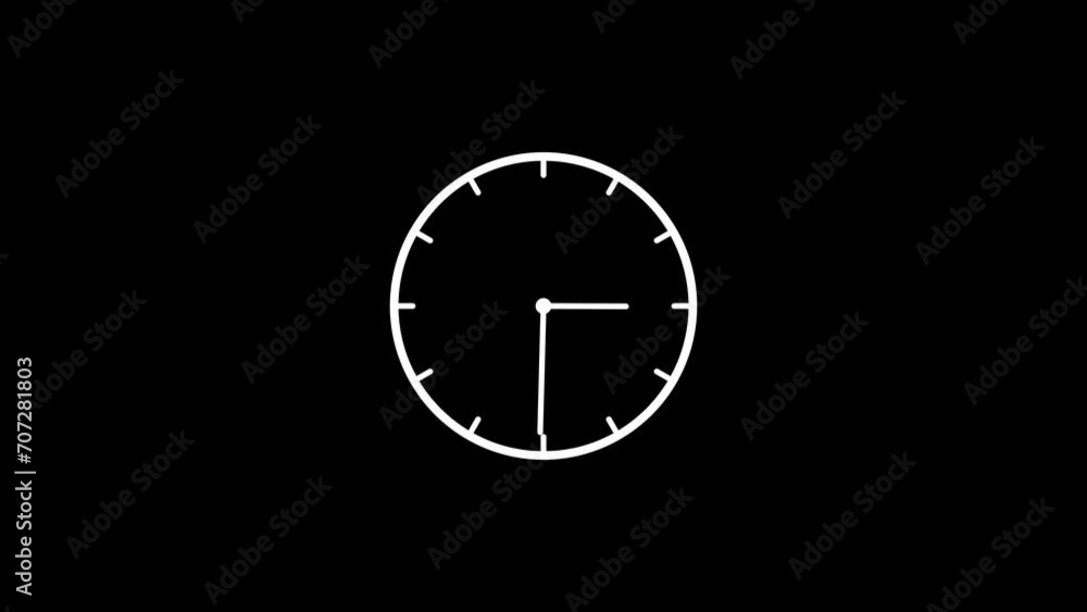 Analog Clock icon on black background, 24 hour clock animation , 4k video. Analog Clock icon on black background, 24 hour clock animation , 4k video.