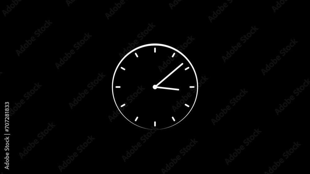 Wall Clock icon on black background, 24 hours timer clock animation . Wall Clock icon on black background, 24 hours timer clock animation .