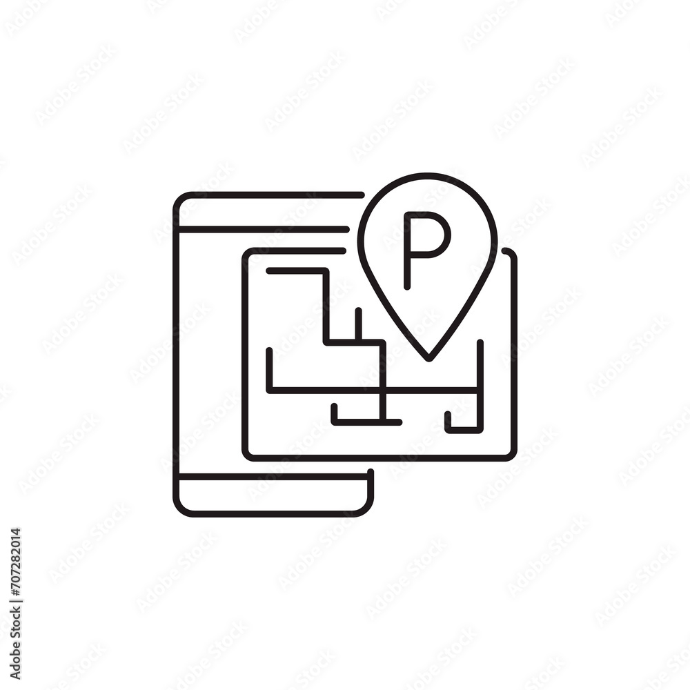 Smart parking pixel perfect linear icon. Location on GPS, mobile application. Internet of Things. Thin line illustration. Contour symbol. Smart parking pixel perfect linear icon. Location on GPS, mobile application. Internet of Things. Thin line illustration. Contour symbol.