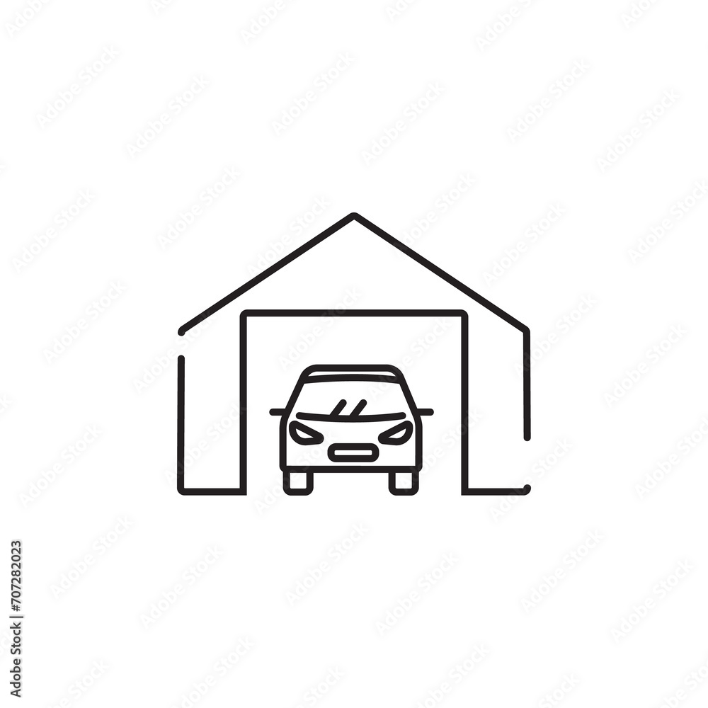 Parking space nearby linear icon. Residential garage. Accessible space for vehicles. Thin line customizable illustration. Contour symbol Parking space nearby linear icon. Residential garage. Accessible space for vehicles. Thin line customizable illustration. Contour symbol
