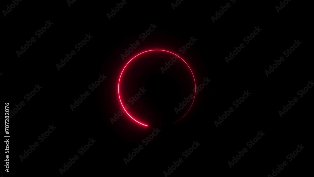 Neon light circle frame red line rotation loading icon animation. Neon light circle frame red line rotation loading icon animation.