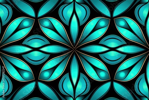 Symmetric teal circle background pattern 