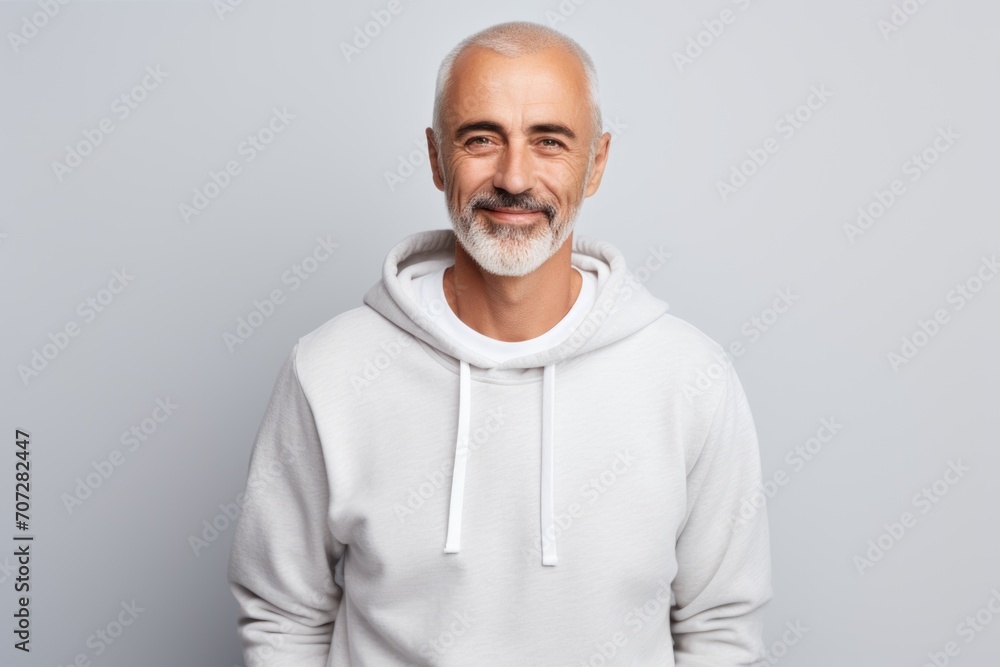 Smiling portrait of a middle aged man on white background Smiling portrait of a middle aged man on white background