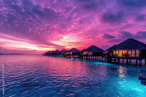 A stunning sunset over the ocean with a dock. Perfect for travel websites and blogs © Fotograf