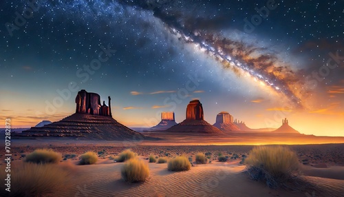 Desert night landscape photo