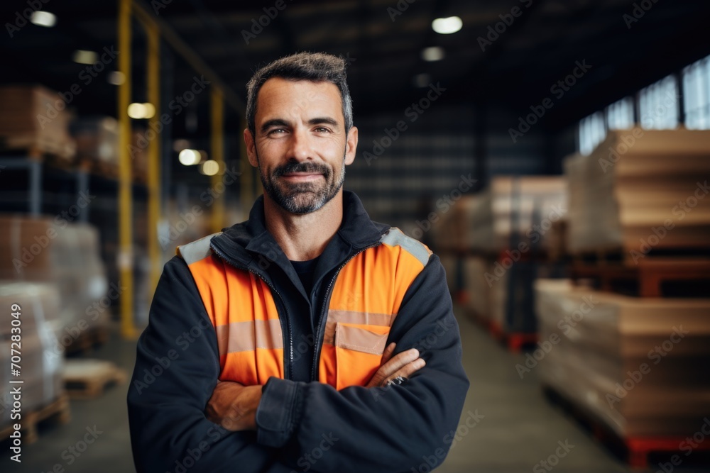 Fototapeta premium Portrait of a smiling man working in factory