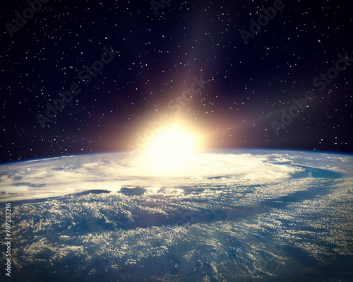 Earth sunrise. The elements of this image furnished by NASA.