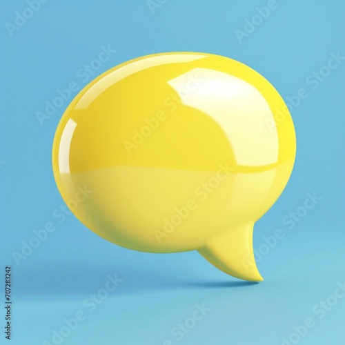 yellow plastic soft speech bubble against blue background.