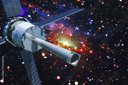 Spaceship in outer space. The elements of this image furnished by NASA.